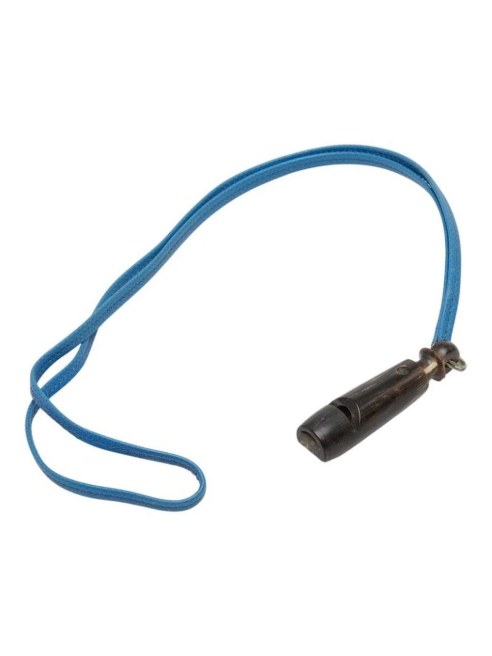 Hermes Chiffre Whistle Dog Pendant Blue Brown Leather Buffalo Horn